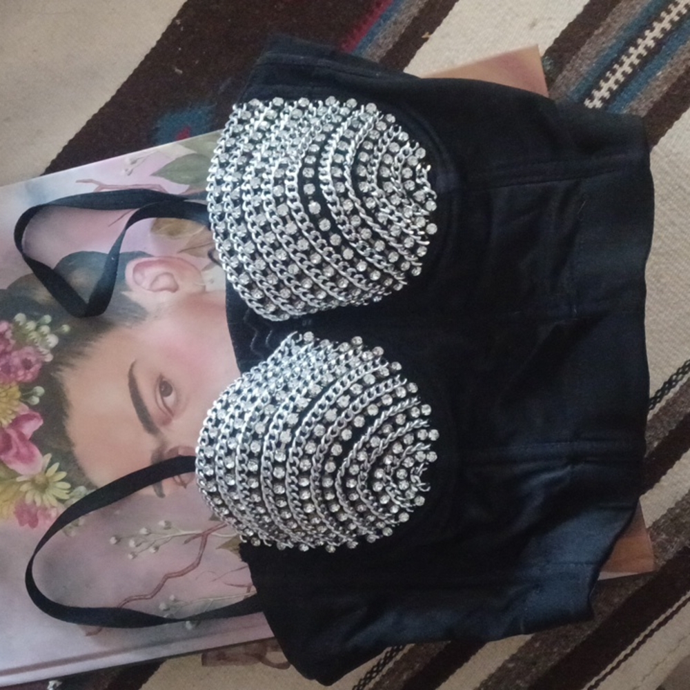 Lydia L Rhinestone Silver Chain ⛓️ Bustier